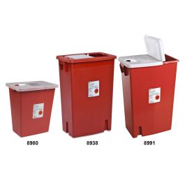 SharpSafety Container, 18 Gallon, Red, Sliding Lid