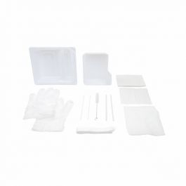 Tracheostomy Care Kit, Two Compartment Tray with Vinyl Gloves