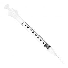 Syringe with Fixed Needle, 1mL, 27g x .5
