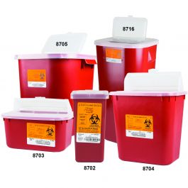 Sharps Container, 8Gal, Red, Stackable