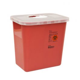 SharpSafety Container, 2 Gallon, Red, Rotor Lid