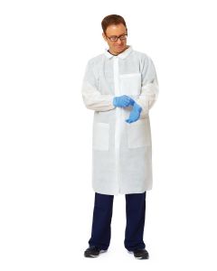 Coat, Lab, MultiLyr KnitCuff, Wht, M,Cs