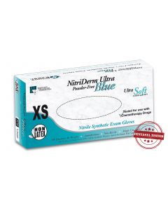 NitriDerm Ultra Blue Nitrile Exam Gloves, M