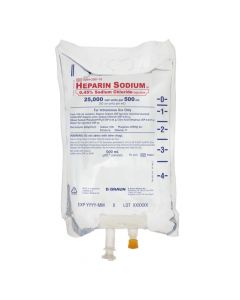 25,000 Units Heparin in 0.45% Sodium Chloride Injection, 50 units mL