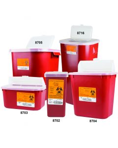 Sharps Container, 1qt, Red, Stackable