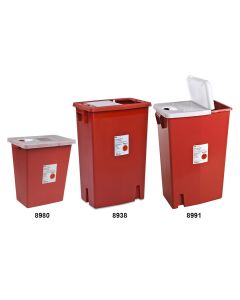 SharpSafety Container, 18 Gallon, Red, Sliding Lid