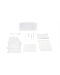Tracheostomy Care Kit, One Compartment Tray with Vinyl Gloves