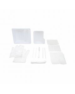 Tracheostomy Care Kit, Two Compartment Tray with Vinyl Gloves