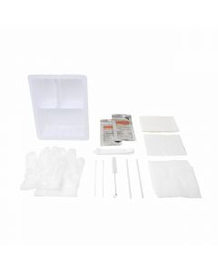 Tracheostomy Care Kit, Three Compartment Tray with Gloves and Peroxide