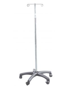 IV Pole 2-Hook, 5-Leg with Casters