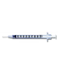 BD insulin syringe  with permanently attached needle, 1 mL, 27 g x 0.625"