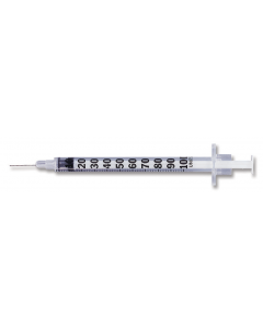 BD insulin syringe  with permanently attached needle, 1mL, 31g x .3125"