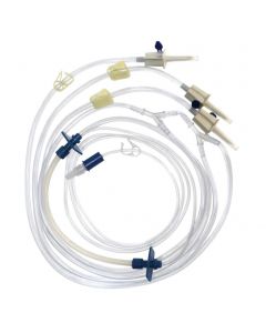Trifurcated Pharmacy Transfer Tubing with 3 Large Bore Spike Leads
