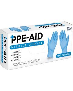 PPE-Aid Nitrile Gloves, Blue, Small