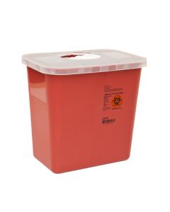 SharpSafety Container, 2 Gallon, Red, Rotor Lid
