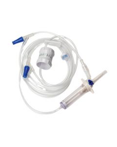 IV Administration Set with Flow Regulator and 2 Needle Free Ports, 100"