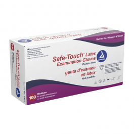 Safe-Touch Latex Exam Gloves, Powder-Free, M