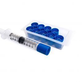 Tamper Evident Cap for IV Syringes, Blue, Solid Outer Sleeve