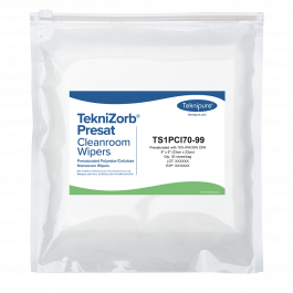 TekniZorb® Presat Polyester/Cellulose Nonwoven Wiper, 70% IPA, 9″x 9″, Peel and Reseal