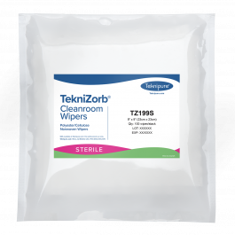 TekniZorb® Sterile Polyester/Cellulose Nonwoven Cleanroom Wipers, 9″x9″